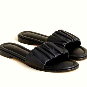 J CREW Leather Menorca scrunch strap slide